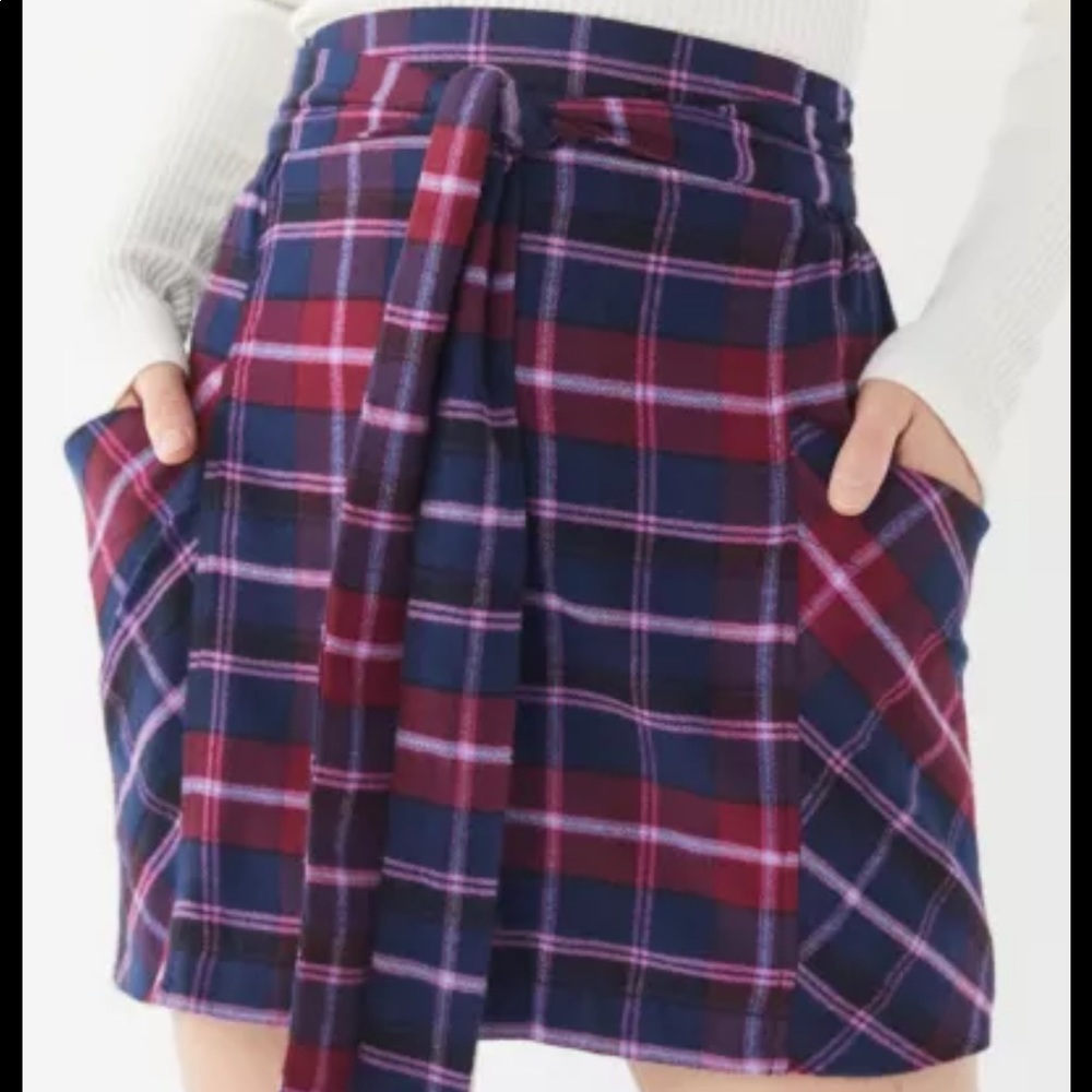 UO flannel tie-front mini skirt